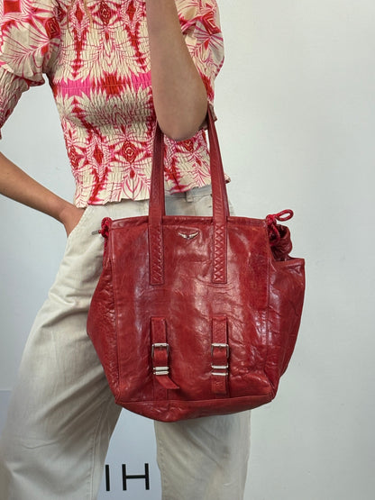 ZADIG & VOLTAIRE. Bolso shopper rojo piel