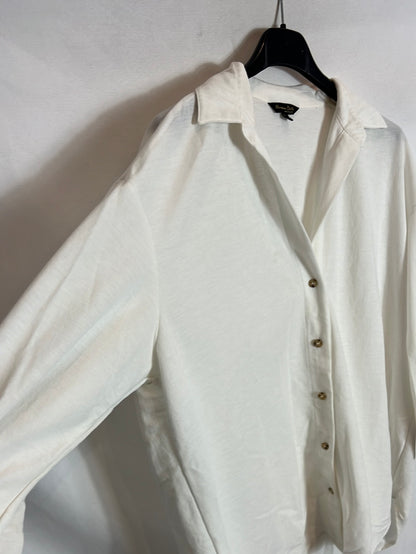 MASSIMO DUTTI. Off-white textured overshirt. TS