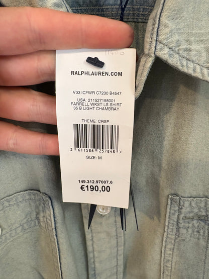 RALPH LAUREN. Camisa denim fluida logo. T M
