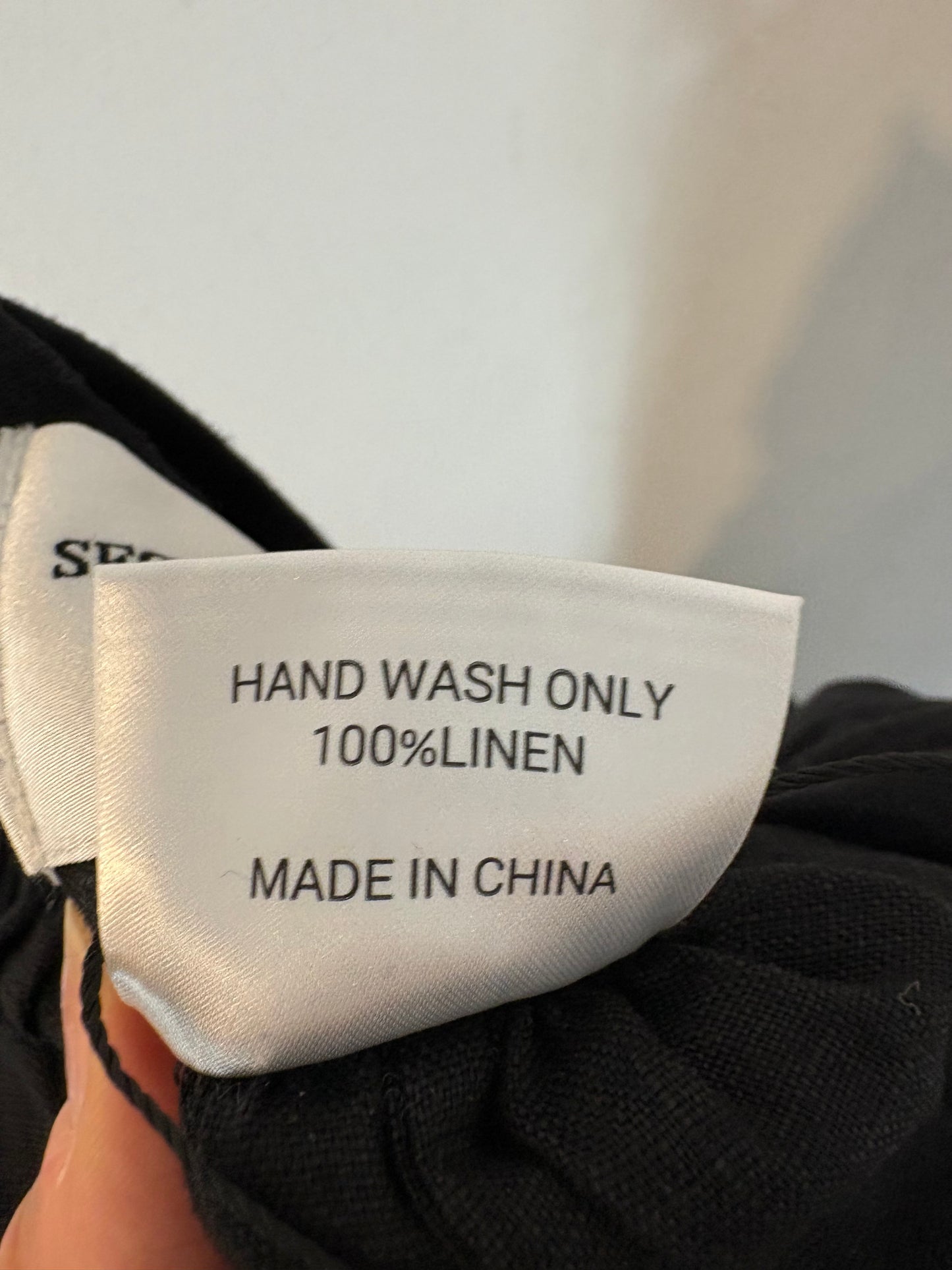 SECOND SUMMER. Falda midi negra lino. T XS