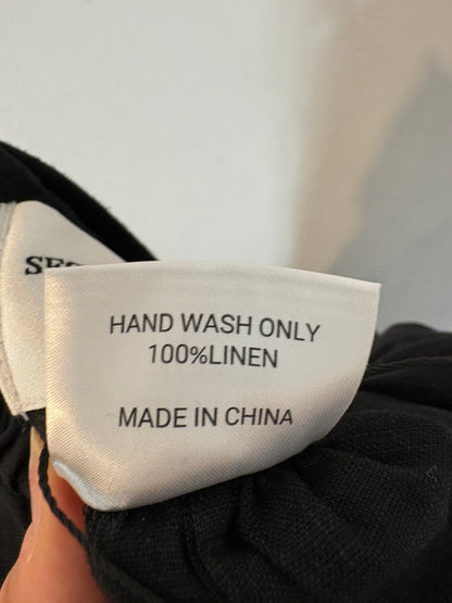 SECOND SUMMER. Falda midi negra lino. T XS