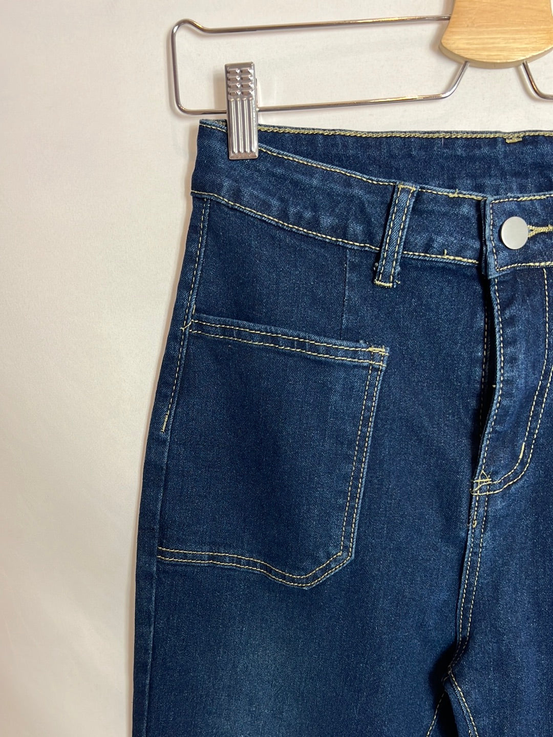 CÓMMENSE. Denim campana bolsillos . T S.