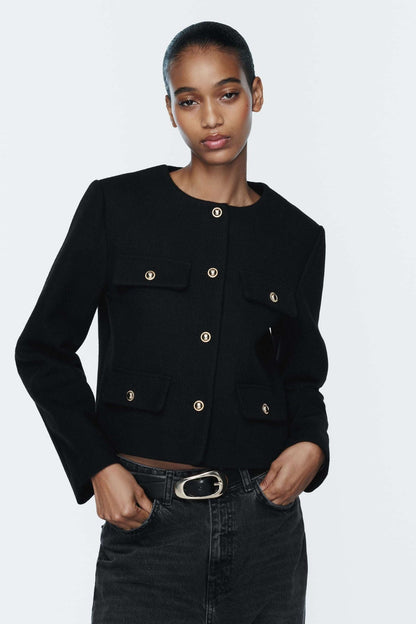 ZARA. Chaqueta azul botones dorados