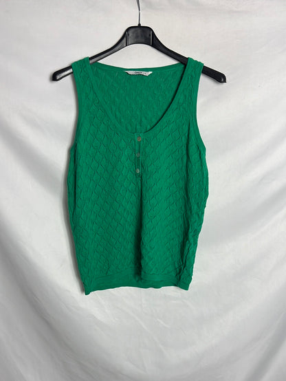 ONLY. Top hilo calado verde. T XL (M)