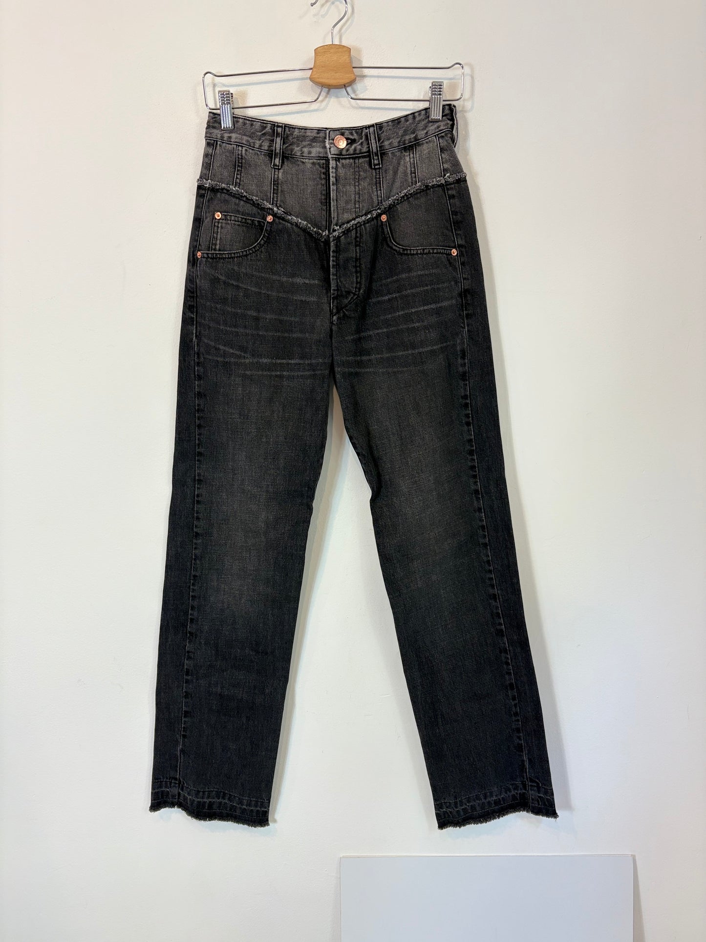 ISABEL MARANT . Denim gris abotonado cintura alta. T 34