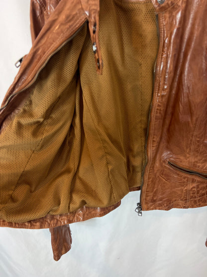 LUJANS. Chaqueta piel marrón. T 46 (S)