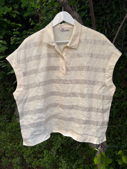 UMO. Blusa lino detalles brillo