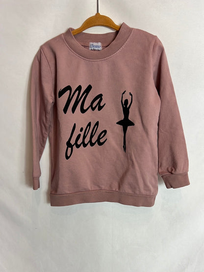 ANCAR. Pink ballerina sweatshirt. Size 2 years.