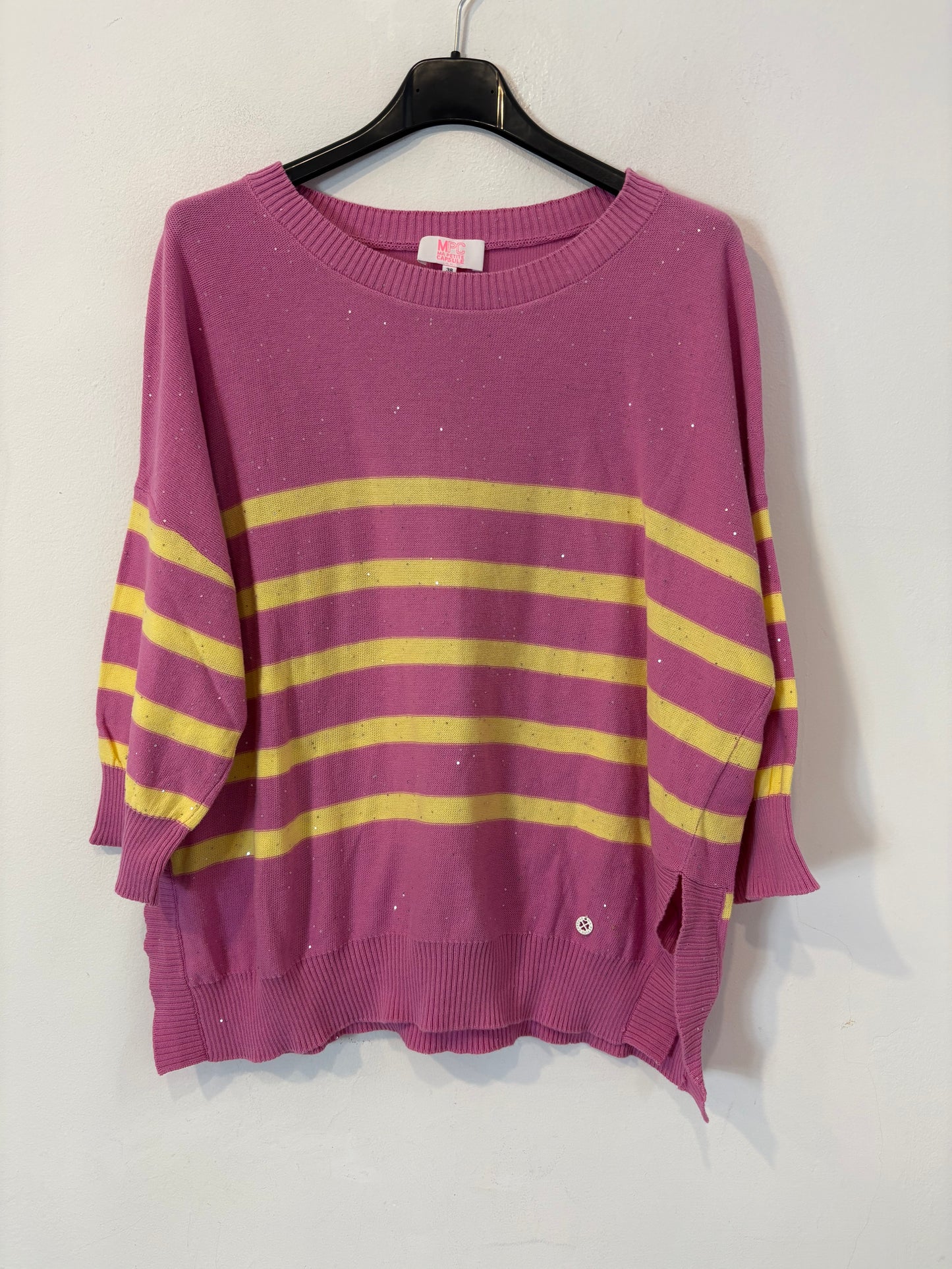 MA PETITE CAPSULE. Jersey fino rosa rayas