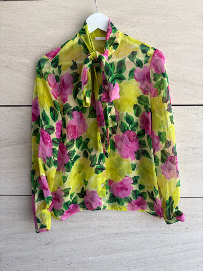 PAROSH. Green floral blouse TU (s/m)