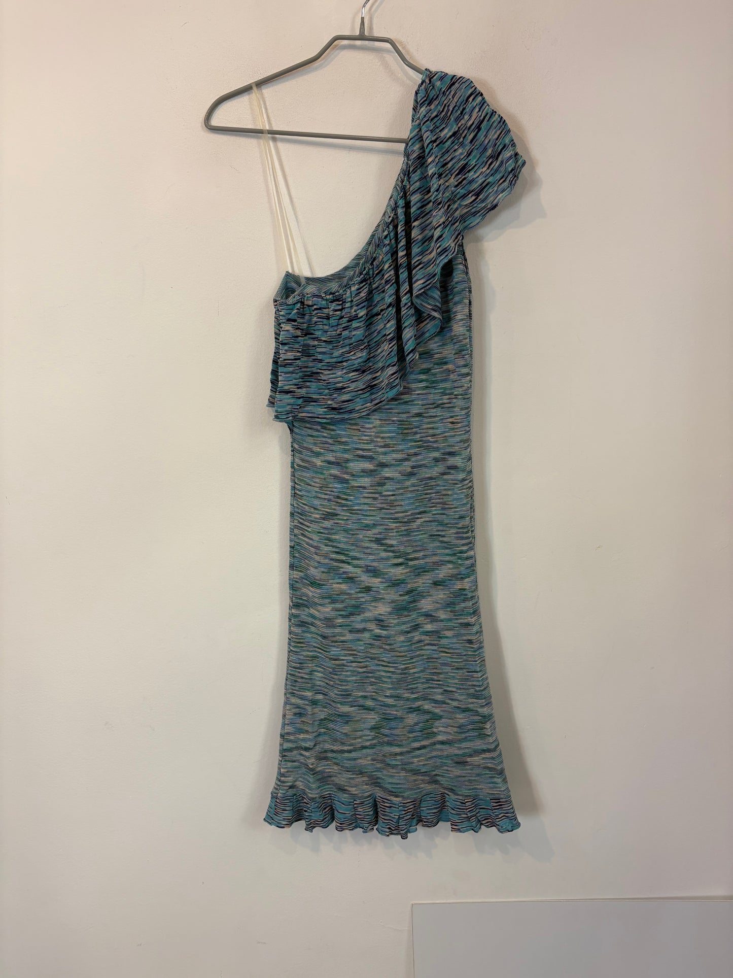 MAJE. Vestido hilo asimétrico azules