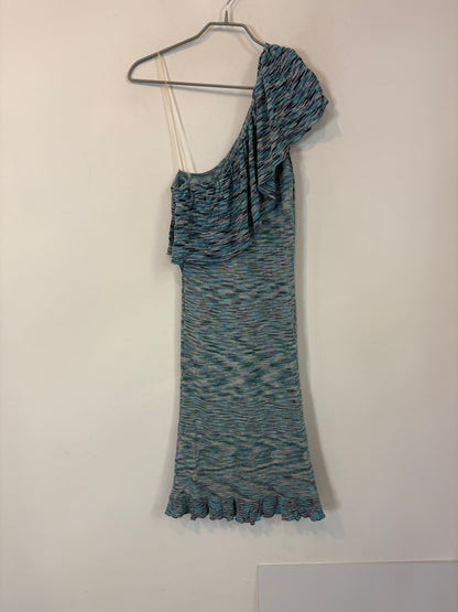 MAJE. Vestido hilo asimétrico azules