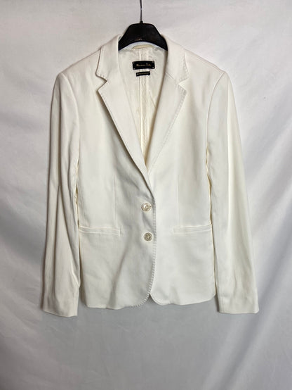 MASSIMO DUTTI. Blazer blanca textura T.U (S)