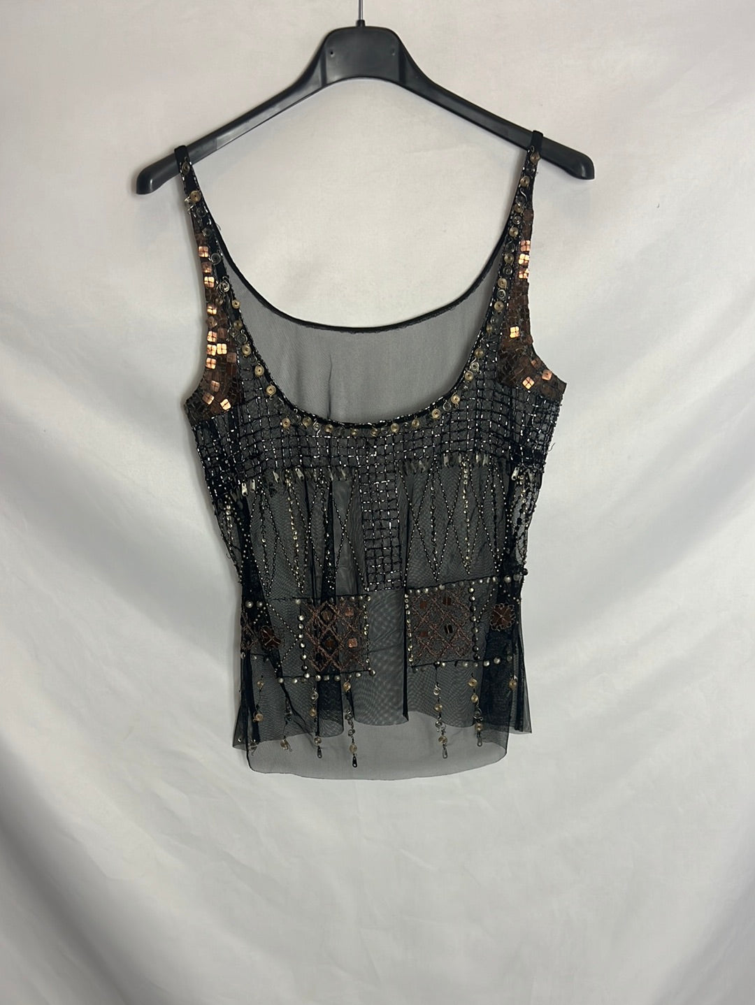 OTRAS. Top semitransparente abalorios. T M