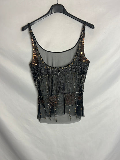 OTRAS. Top semitransparente abalorios. T M