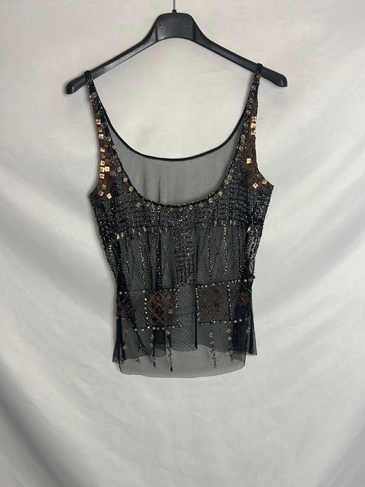 OTRAS. Top semitransparente abalorios. T M