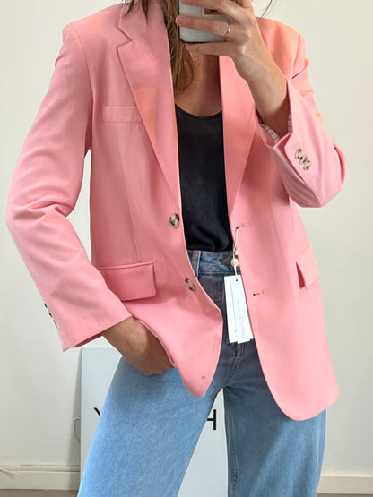BERSHKA. Blazer rosa fluida. T S
