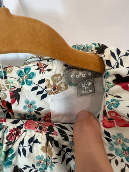 COCONUT. Vestido estampado floral. T 12-18 meses