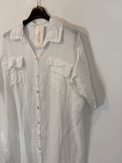 OTRAS. Vestido midi lino abotonado