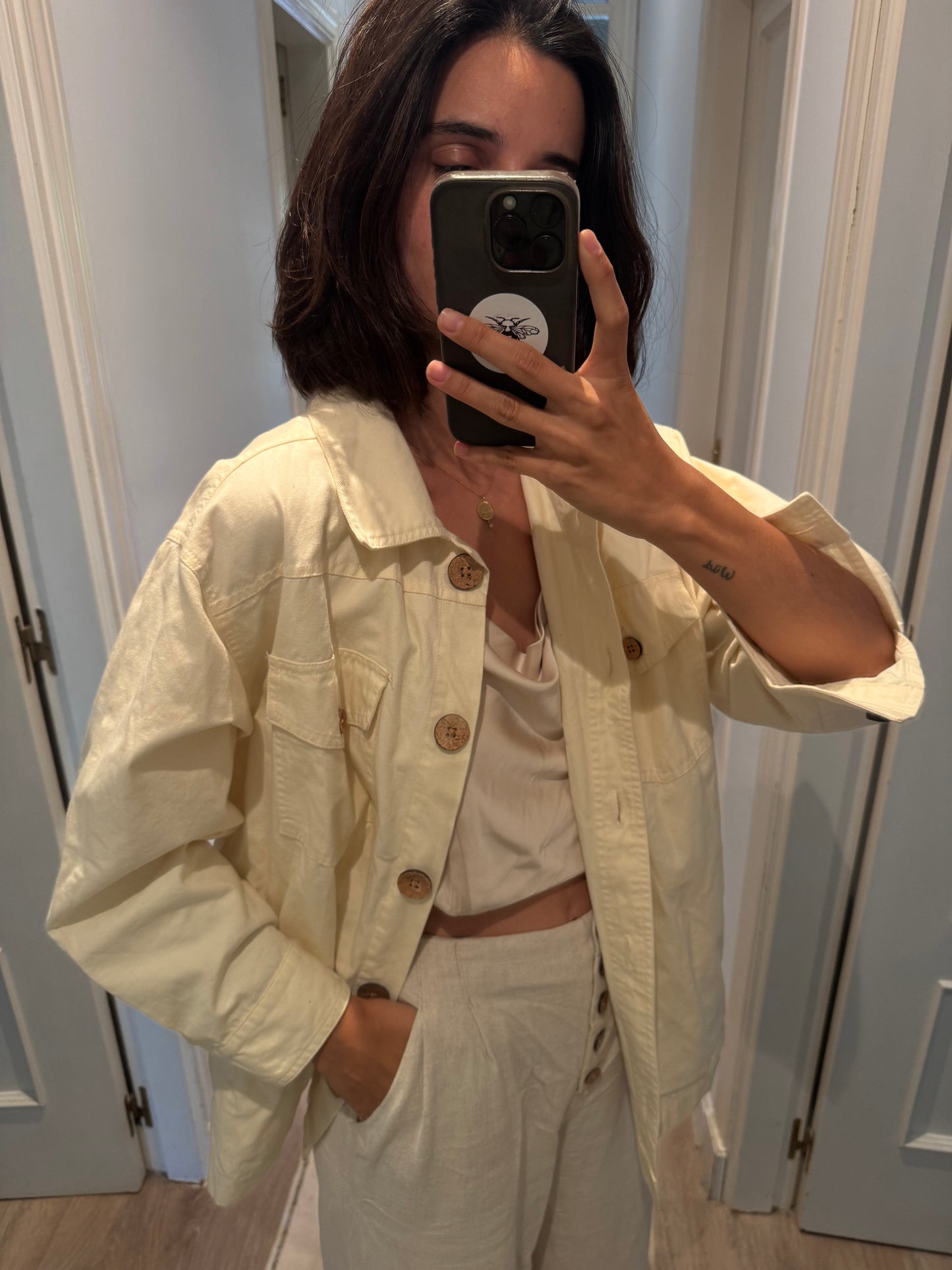 SKFK. Chaqueta beige algodón T.36