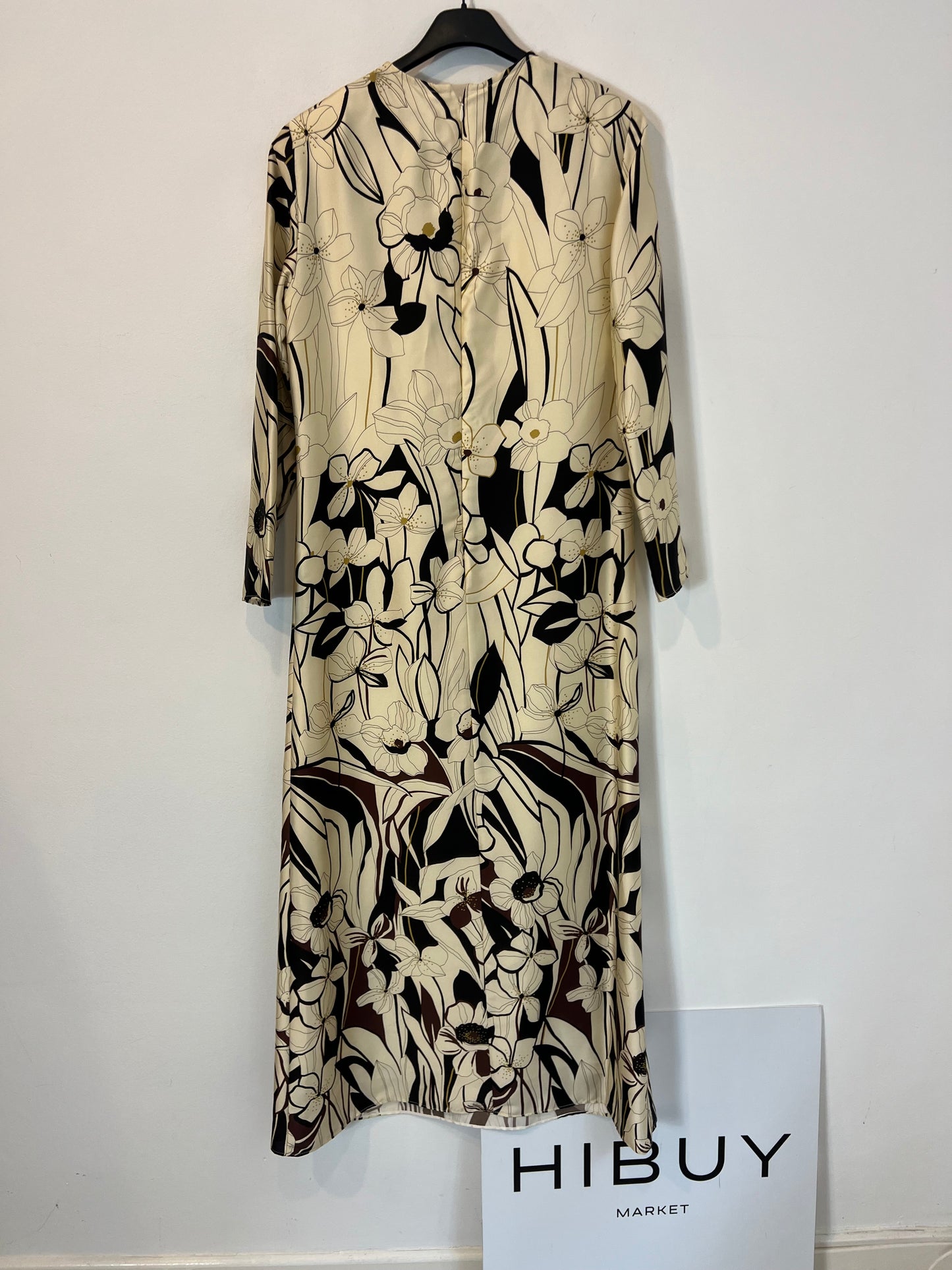 MIRTO. Vestido largo estampado hombreras. T 36