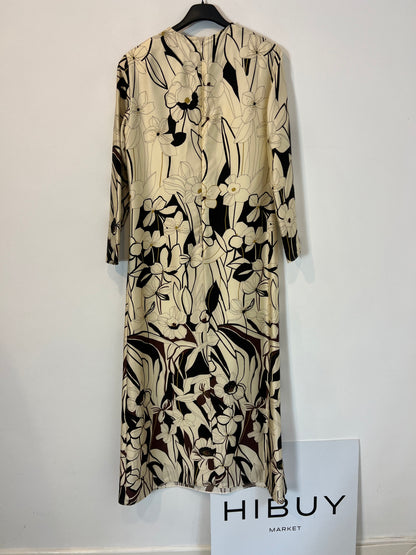 MIRTO. Vestido largo estampado hombreras. T 36