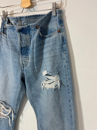 LEVI'S. Wide-leg ripped denim pants, size 42