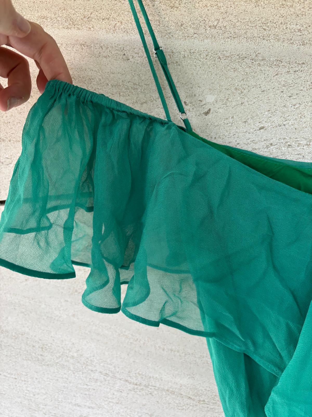 RAT & BOA. Vestido largo verde seda