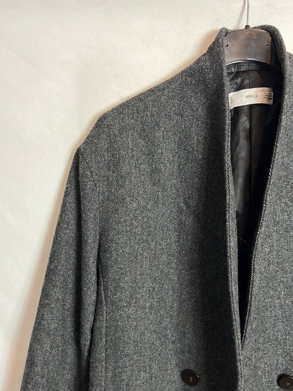 MANGO. Abrigo gris jaspeado T.xs