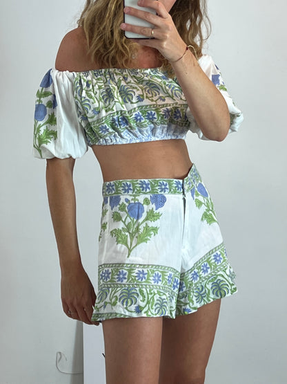 JULIET DUNN LONDON. Bermuda shorts and printed top total look. Size 2 (38)