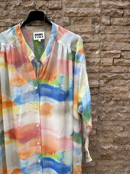 BIMBA Y LOLA. Vestido largo camisero multicolor