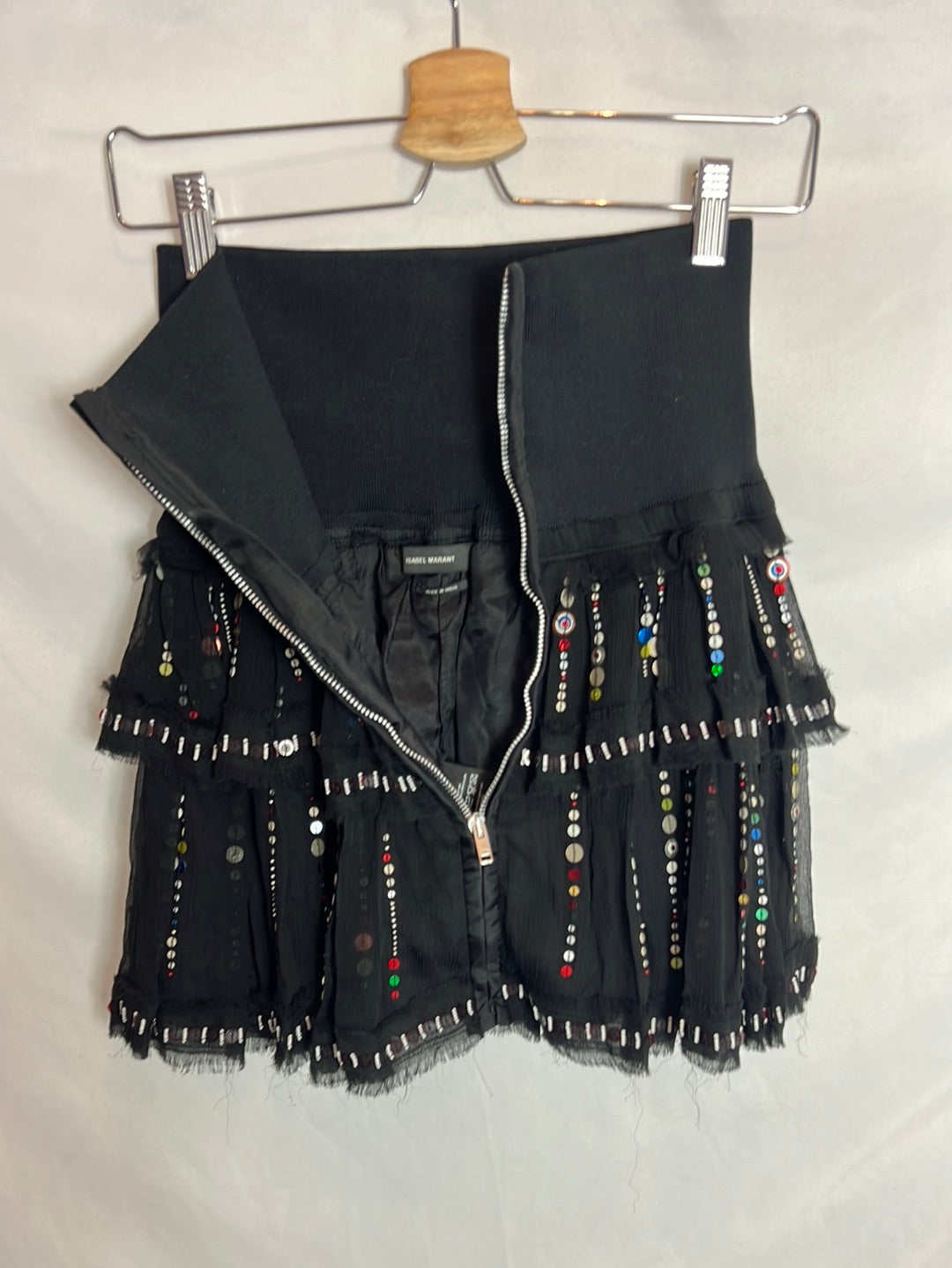 ISABEL MARANT. Falda seda lentejuelas. T 38
