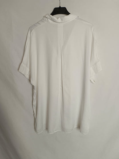 MANGO. Blusa manga corta blanca T.l