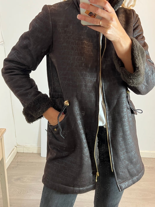 MAFECCO. Abrigo marrón pelito T.42