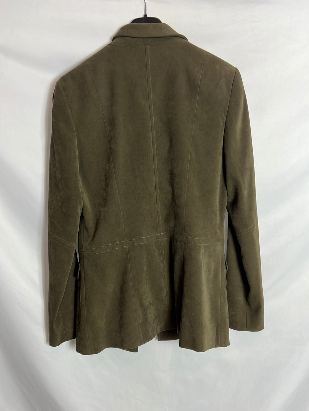 ZARA. Chaqueta verde bolsillos. T S