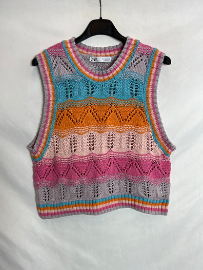 ZARA. Top punto calado colores. T M