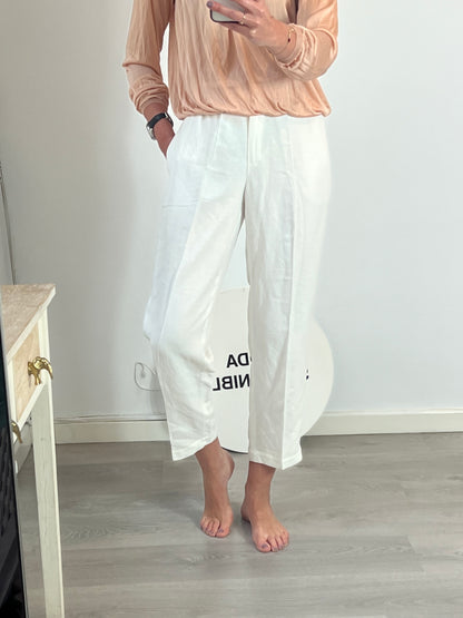 MASSIMO DUTTI. Pantalón blanco textura jaspeada. T 38