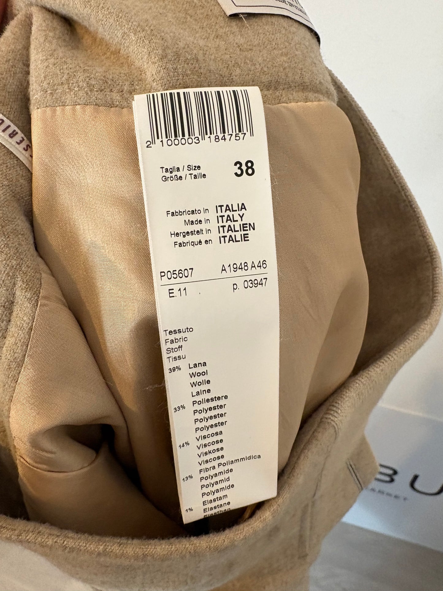 PESERICO. Falda midi beige con lana