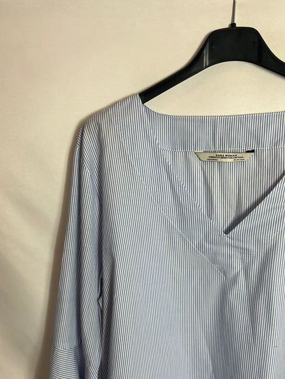 ZARA. Blusa rayas mangas acampadas . T L