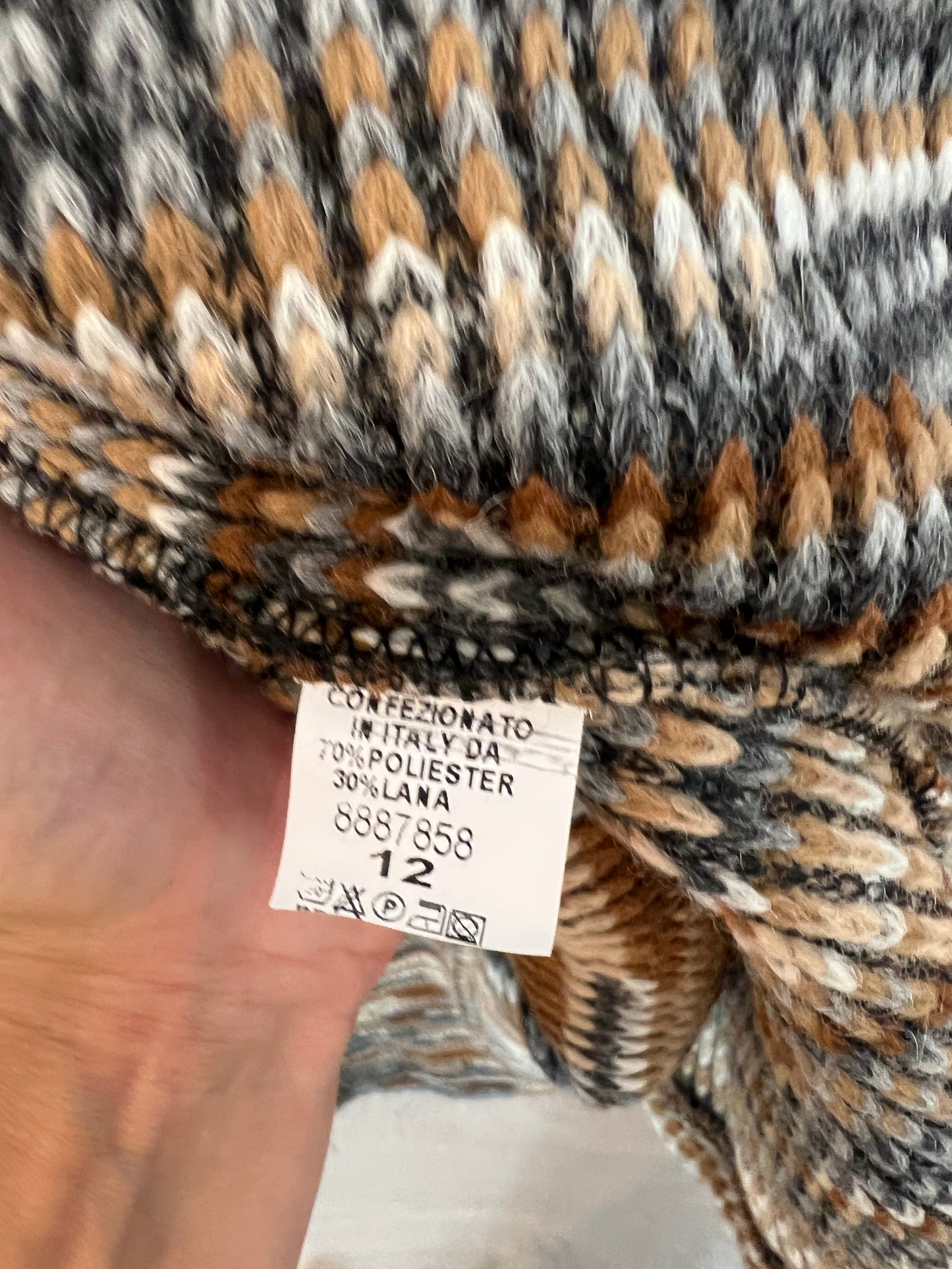 MARGOT. Chaqueta larga punto tonos tierra. T 12 (M/L)