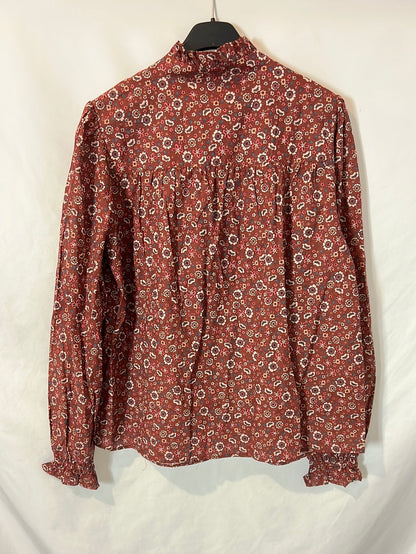 BEA GIMENO. Blusa flores detalle volante. T S