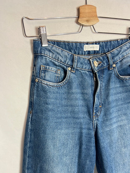 MANGO. Wide-leg denim with fringes. Size 12 years