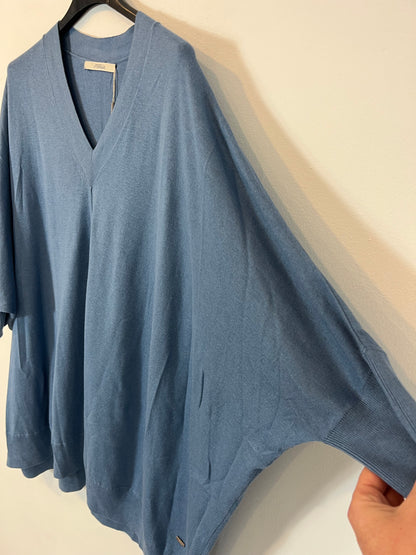 UTERQÜE. Top azul algodón y seda. T M