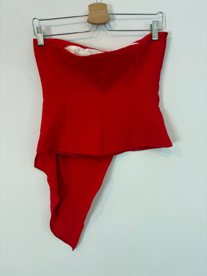 ZARA. top rojo palabra de honor T.s