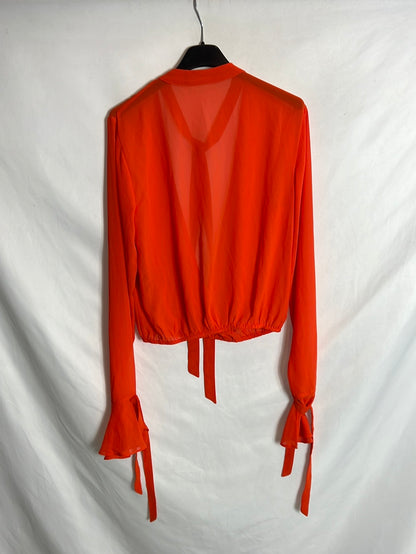 HOUSE OF HARLOW 1960. Top fluido naranja T.s
