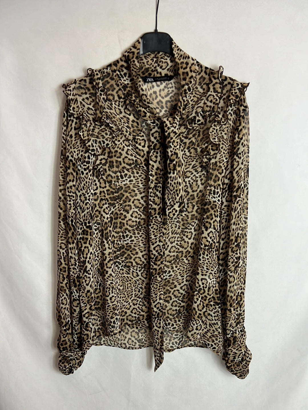 ZARA. Semi-sheer animal print blouse. TM