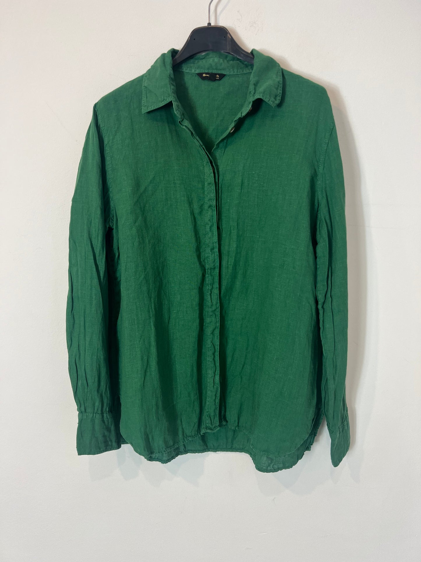 MASSIMO DUTTI. Green linen shirt T.40