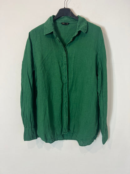 MASSIMO DUTTI. Green linen shirt T.40