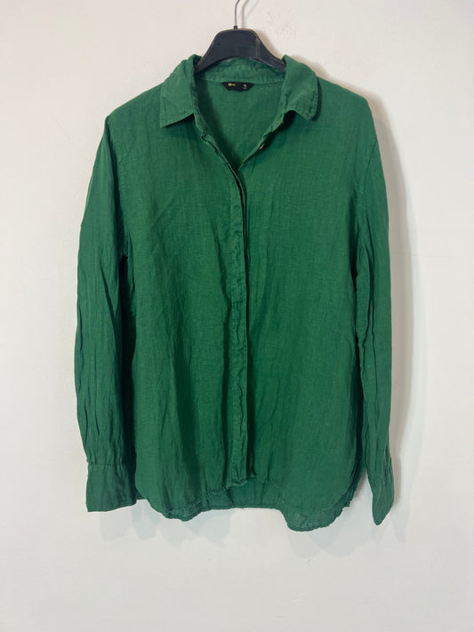 MASSIMO DUTTI. Green linen shirt T.40