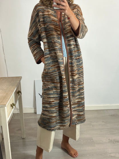 MARGOT. Chaqueta larga punto tonos tierra. T 12 (M/L)